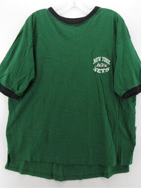VINTAGE New York Jets Shirt XL The Edge Football NFL Ringer 90s Loose